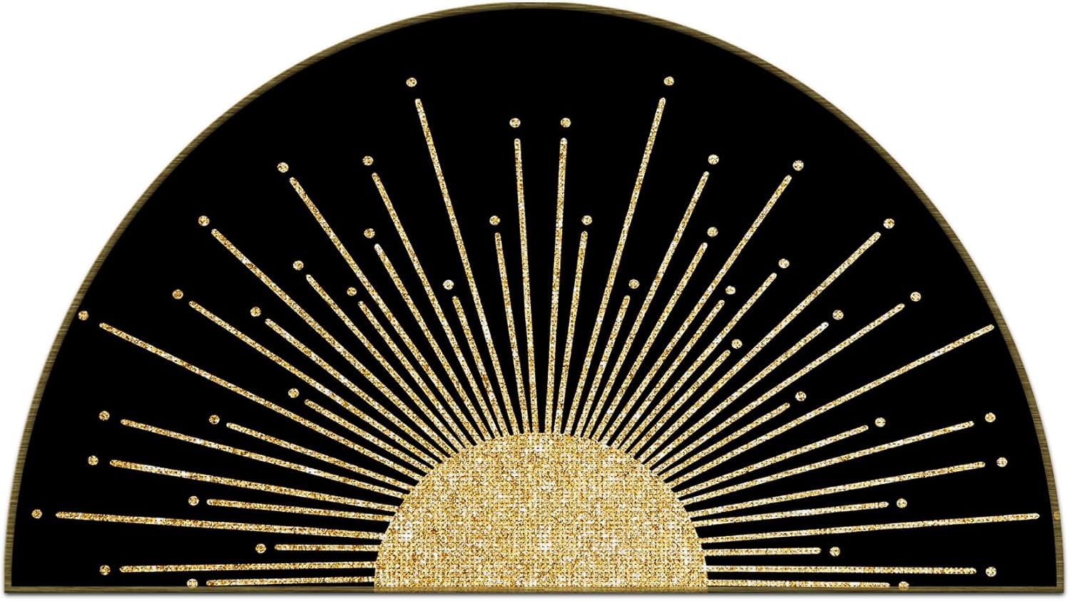 Mingnei Boho Black Gold Sun Linen Doormat Door Mat for Home Kitchen Entrance, Bohemian Sunburst Sunshine Rug, Boho Gifts for Women Girls House Front Outdoor Outside Entryway 30x17 Welcome Mat