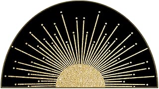 Mingnei Boho Black Gold Sun Linen Doormat Door Mat for Home Kitchen Entr...