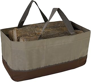 Morelian Firewood Log Carrier Large Firewood Bag Wax Canvas Log Carrier Tote High Capacity Durable Fire Wood Holder Bag Fireplace Accessories