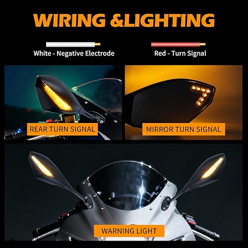 Miniatura 4 de Motocicleta LED señal de giro retrovisor espejos para 2011 2013 Honda CBR250R CBR 600 RR (negro mate+lente ahumada)