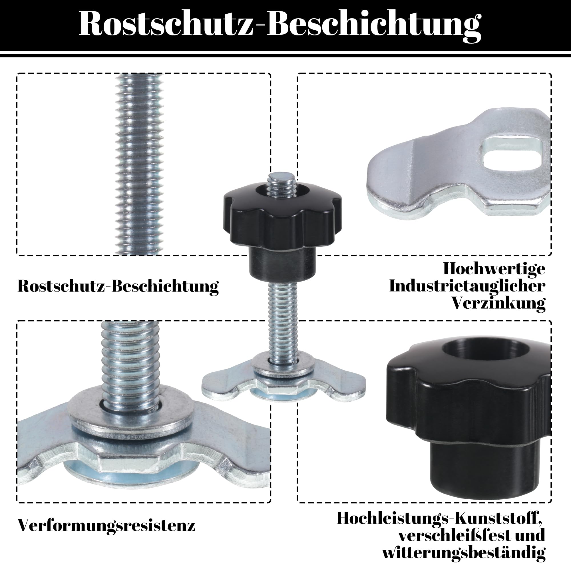 12 Stück Schraubfitting Airlineschiene M8x60 Airlinebeschlag Schwarz Airline Fitting Endbeschlag Zurrschiene Zubehör 500daN Einfachendbeschlag für Zurrschienen, Wohnmobil Zubehör
