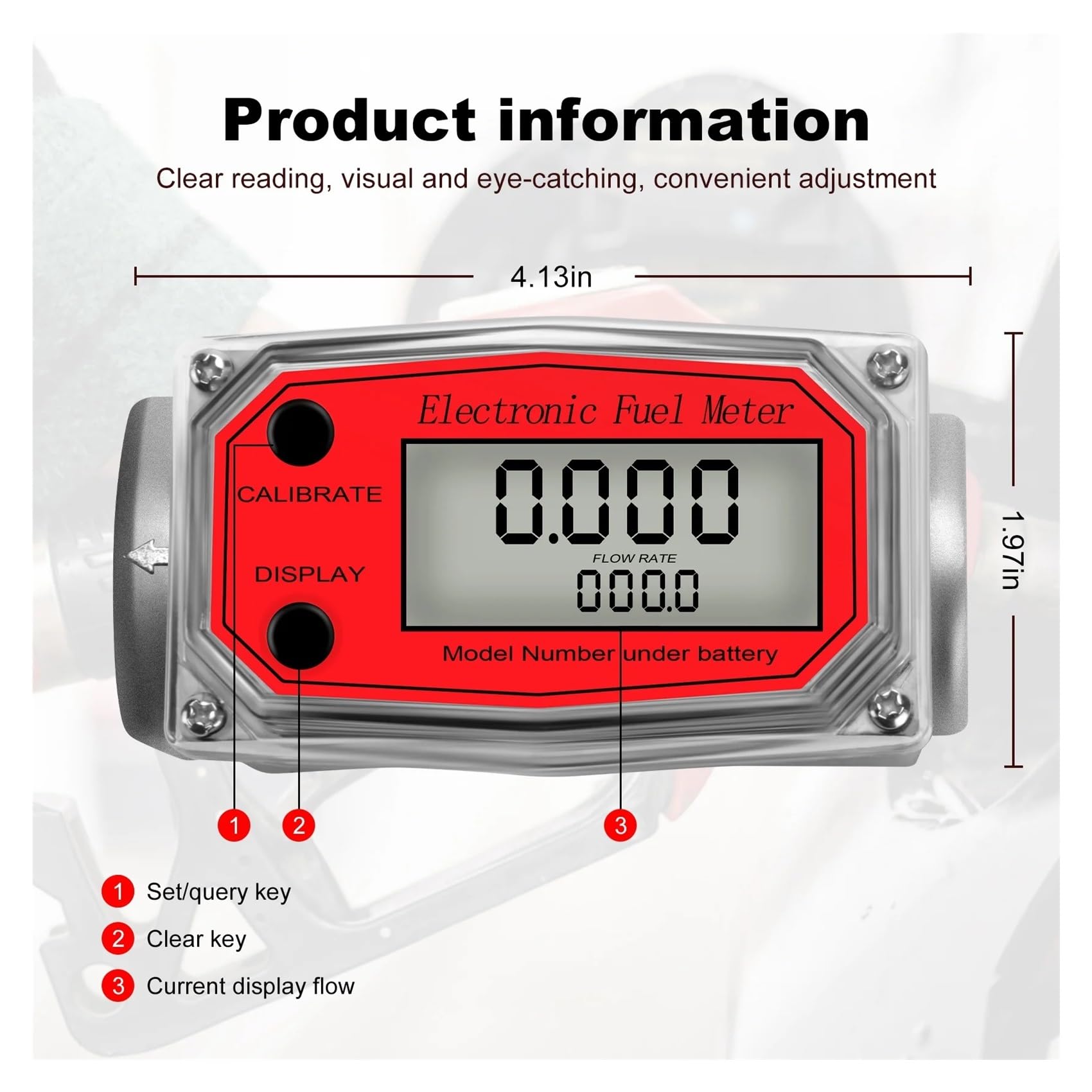 CIRONI Medidor de Flujo de turbina Digital de aleación de Aluminio, medidor de Flujo de Combustible electrónico LCD Medidor de Flujo NPT Contador de Agua (Size : 2Pcs Red Flowmeter)