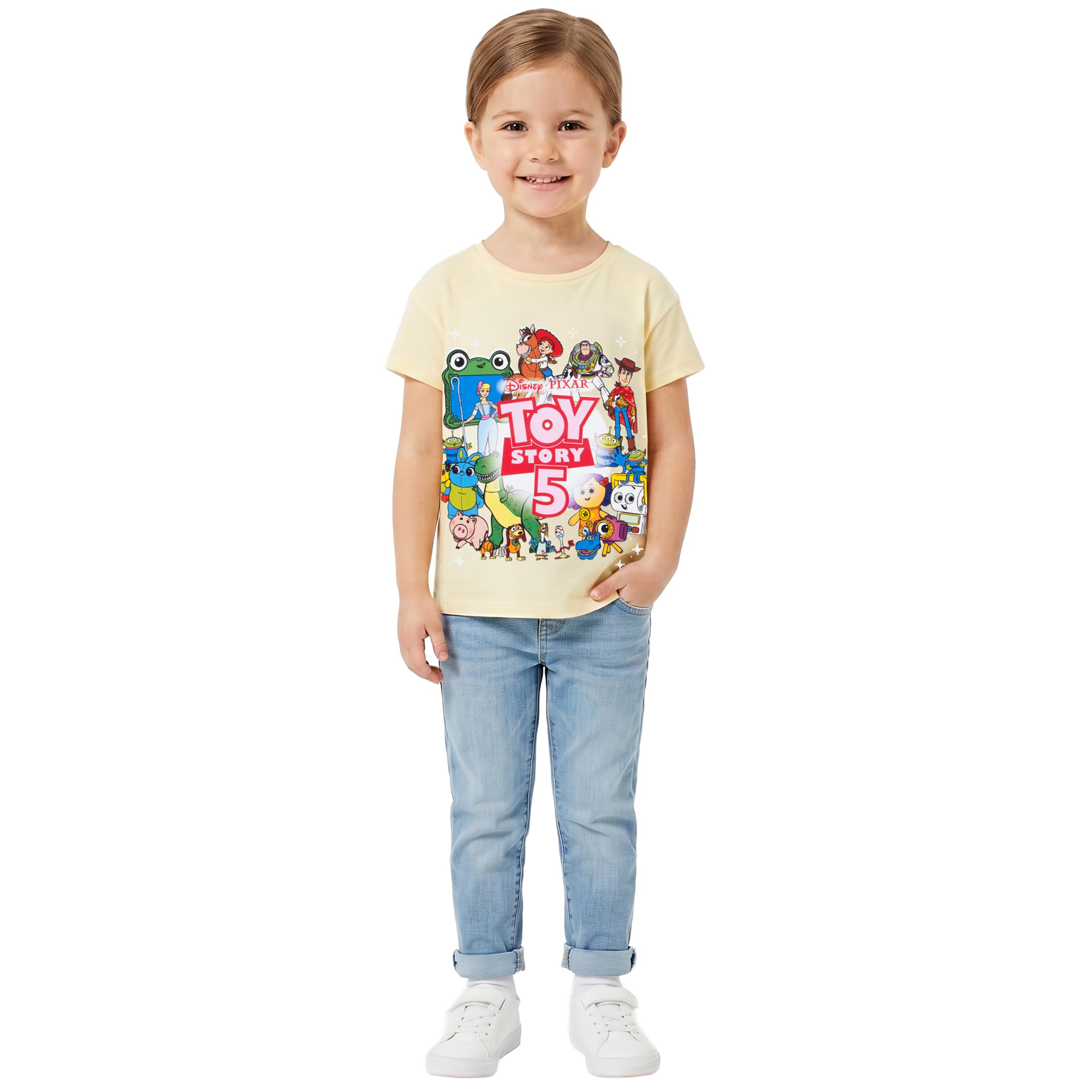 Disney Toy Story Camiseta Niña, Jessie, Woody, Buzz Lightyear y Bullseye Top Niña, Manga Corta Ropa Niños