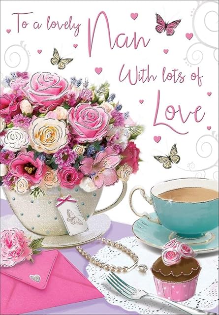 Birthday Card Nan - 9 x 6 inches - Regal Publishing,brown|pink|peach|grey