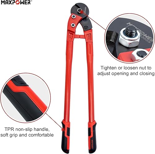 Vista 18 de MAXPOWER Cortadores de cable de acero, cortador de cuerda de alambre resistente de 18 pulgadas, cortadores de alambre de acero de resistencia