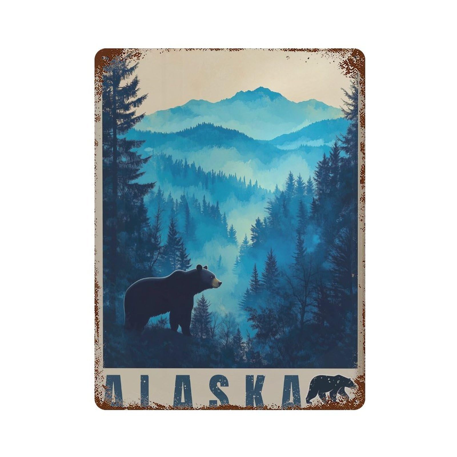 xiaoxiaoshen Alaska Travel Black Bear USA Wall Decor Art Metal Tin Poster Modern Home Decor Art Home Bar Shop Decorations Vintage Sign 40x30cm