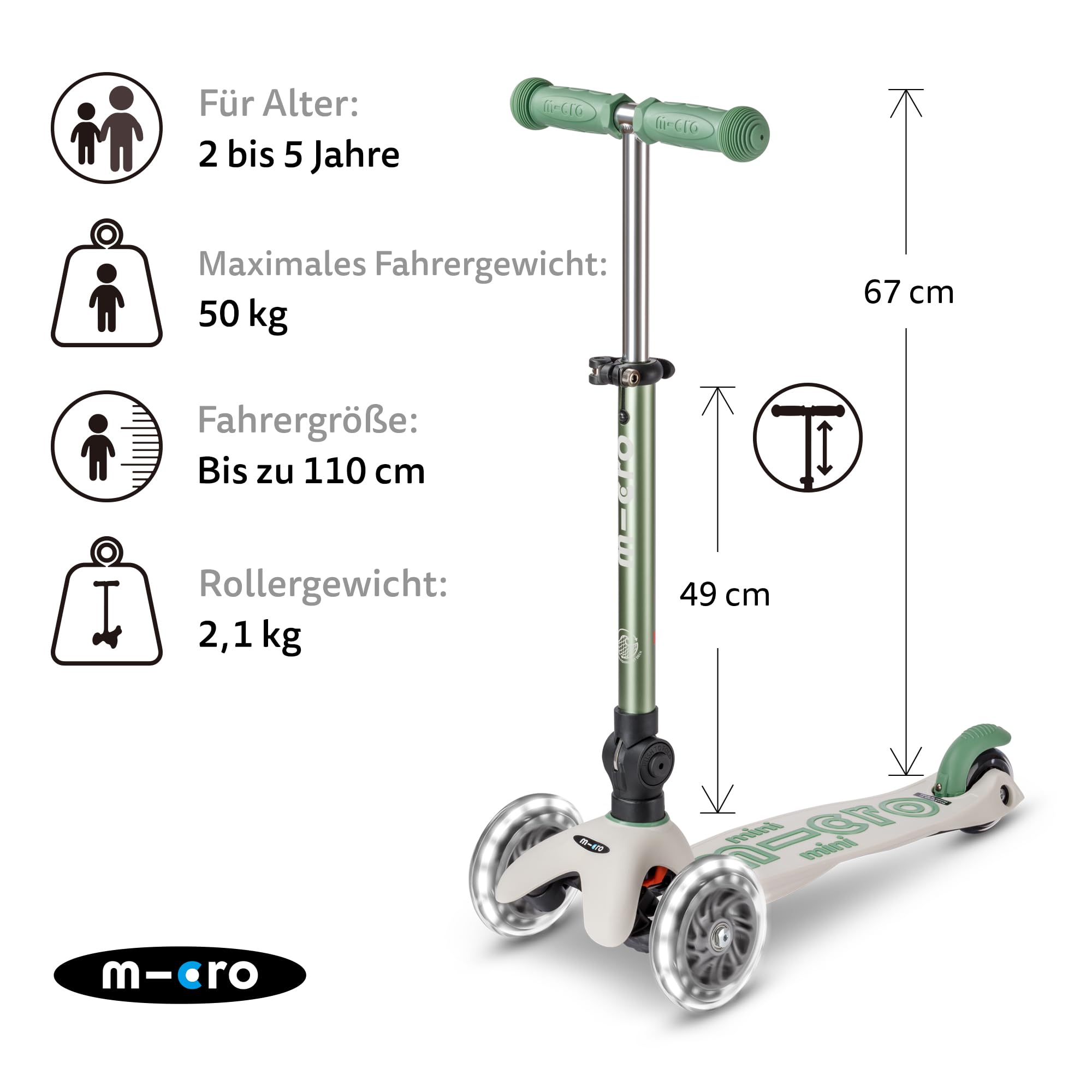 Mini Micro Deluxe Foldable ECO LED Pistachio Green