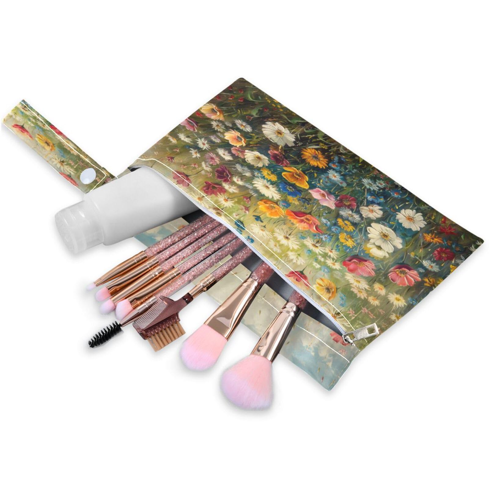 ATTX Colorful Wildflowers Wet Dry Bags 2-Pack - Reusable Cloth Diaper Storage for Travel, Beach & Gym | Multi-Use Waterproof Bags for Swimsuits, Baby Clothes, Sports Gear#52