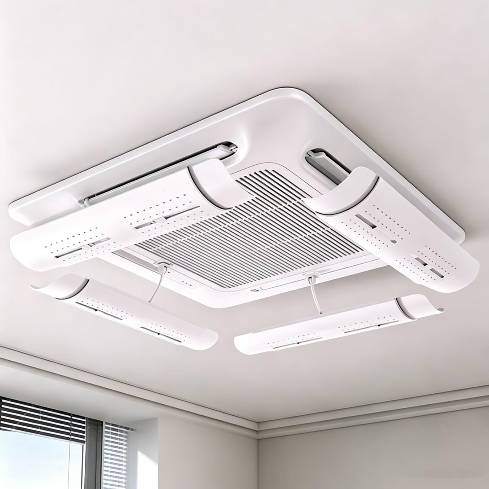 YCYHXJB 4Pcs Ceiling Vent Deflector, Telescopic Air Conditioner Deflector, Anti-Direct Blowing Anti-Wind Baffles for Central Air Conditioning
