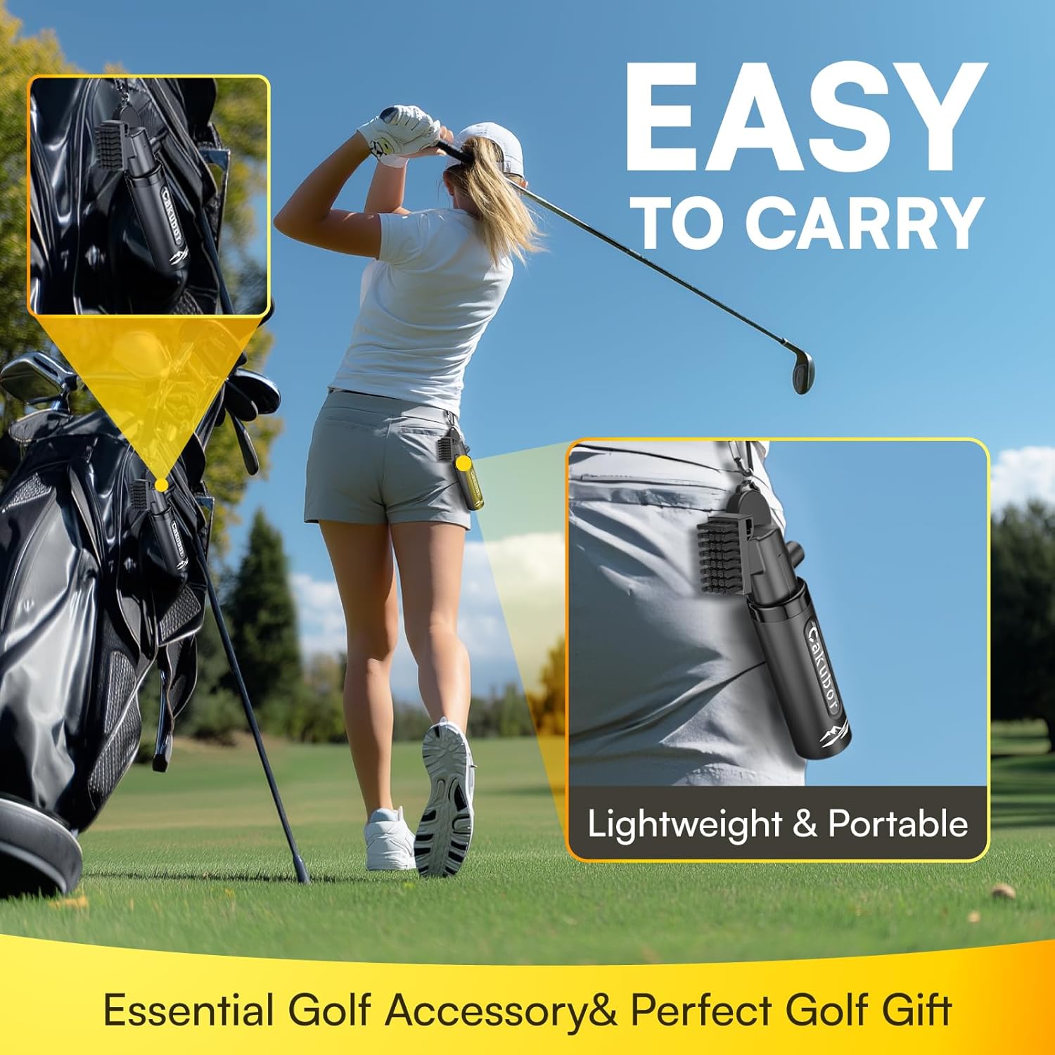 Pro Golf Club Cleaner: 4oz Water Bottle with Groove Cleaner, Heavy-Duty Retainer Clip, Large Nylon Bristles for Deep Clean, Ergonomic Button Design, Essential Golf Accessories & Gifts for Men - Image 4