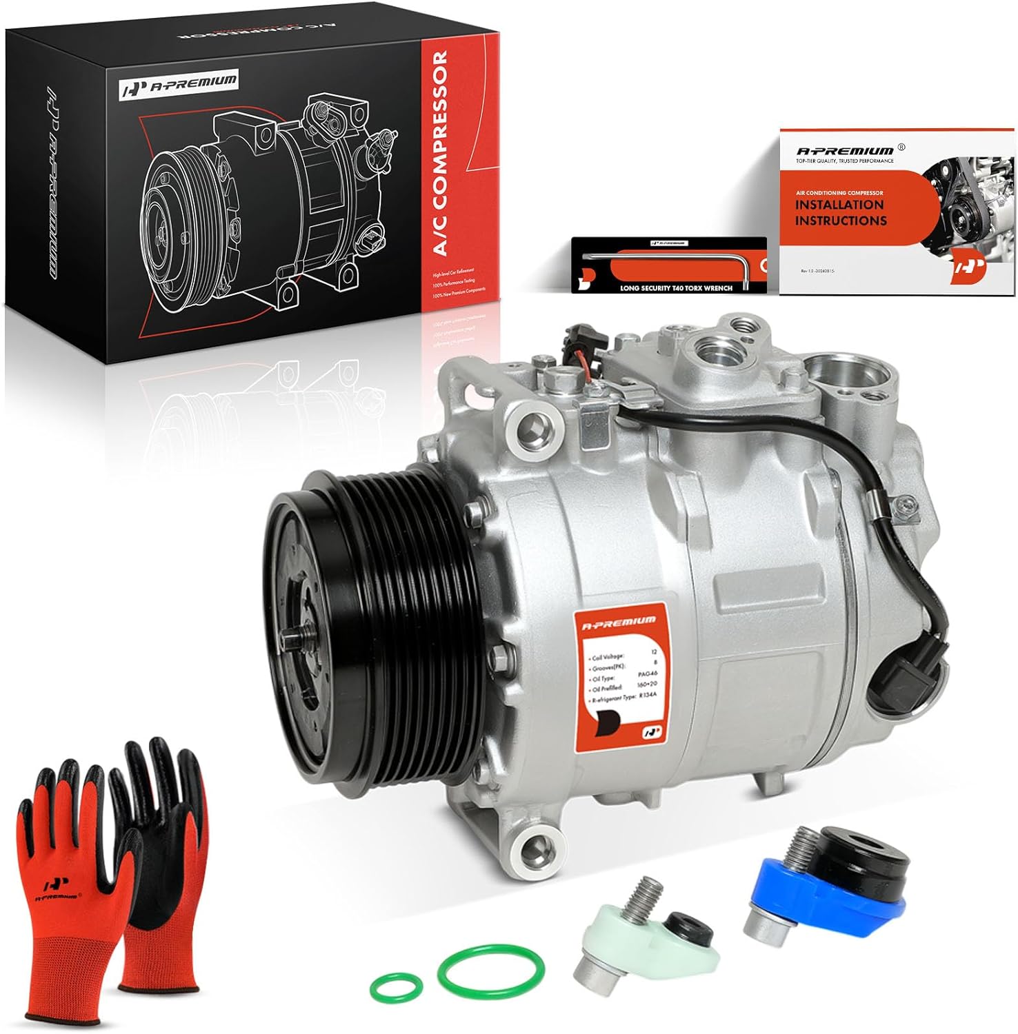 A-Premium Air Conditioner AC Compressor with Clutch Compatible with Mercedes-Benz GL320 2007-2008 3.0L, R320 ML320 2007-2009 3.0L, ML350 2010-2011 3.0L 5.5L