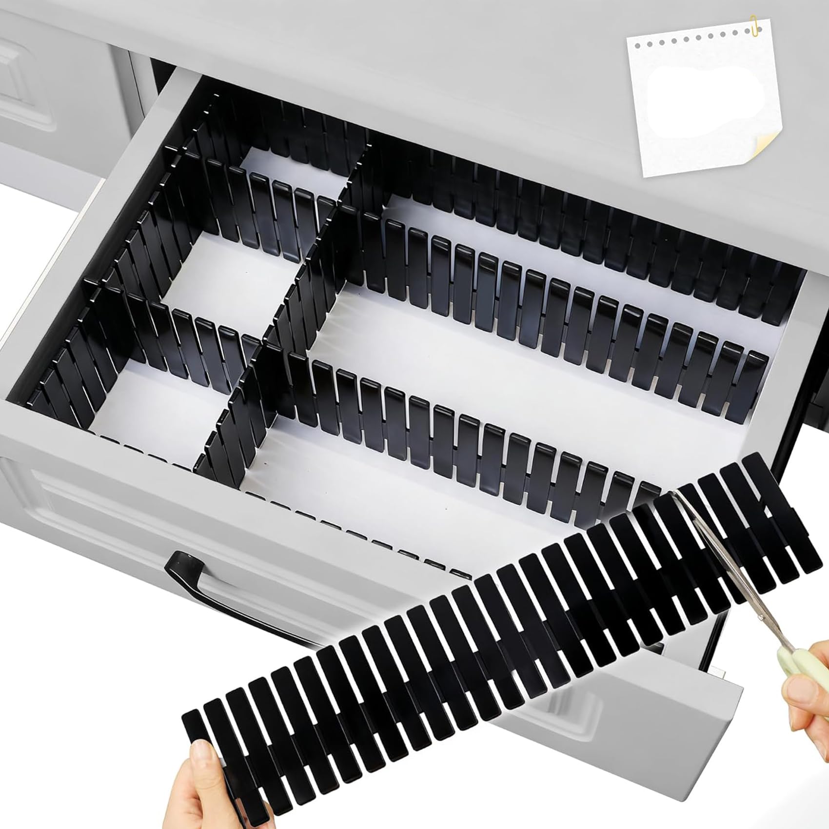 16 Stück Schubladenteiler, Schubladeneinteiler, Schubladentrenner Verstellbare Schubladen Organisers Trennwände, Schubladeneinsatz für Unterwäsche, Socken, Kosmetik, Schlafzimmer, Büro,DIY (Schwarz) Küche, Haushalt & Wohnen