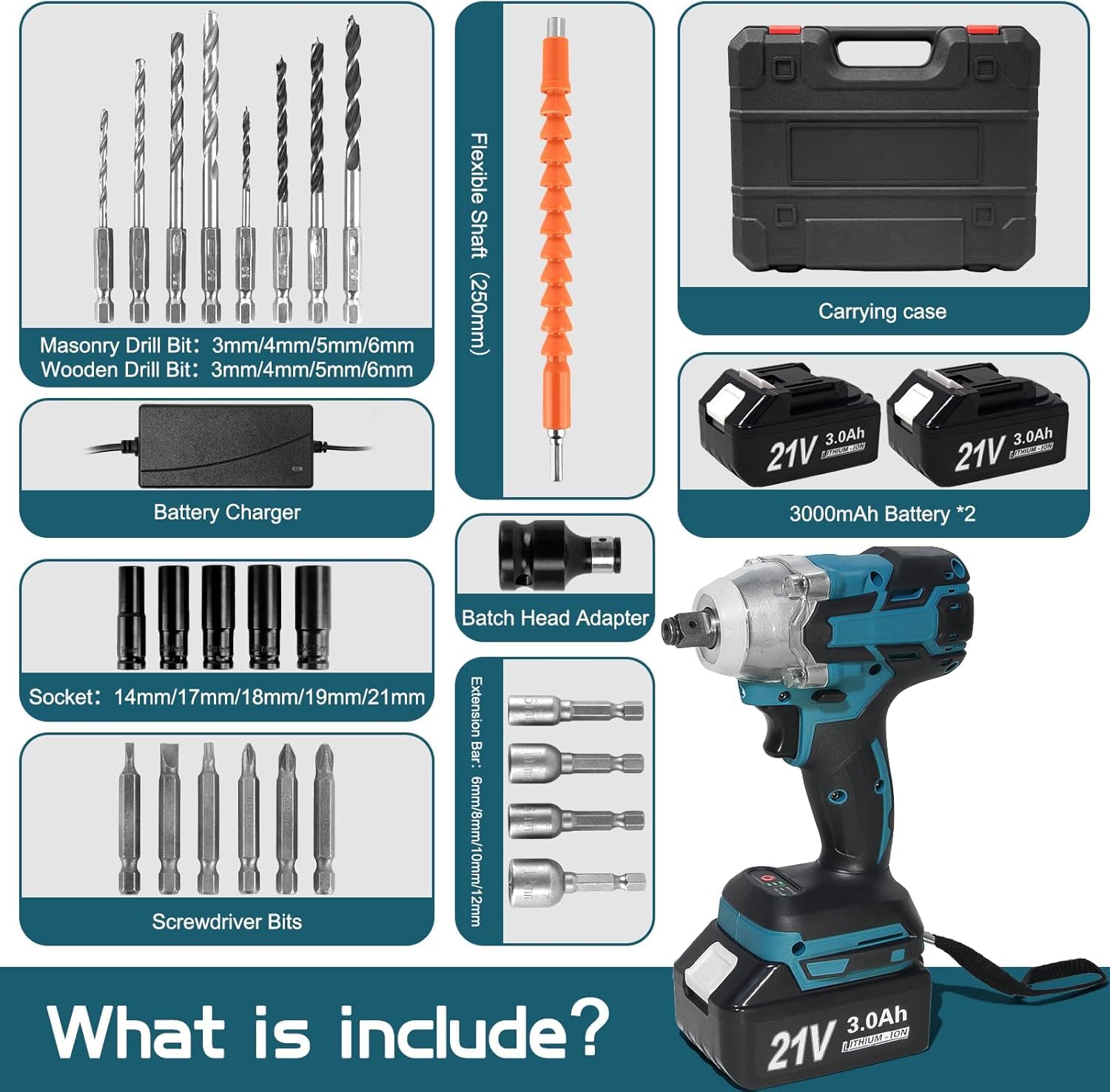 Professional Cordless Impact Wrench with Brushless Motor Heavy-Duty for Automotive & Industrial Use Brushless Copper Motor Impact Power Drill Solo Tool Loosen and Tighten Robust Nuts — Amazon image 6