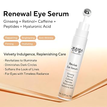 Under Eye Cream with Retinol Caffeine Ginseng Revive Eye Serum 0.5 Fl Oz