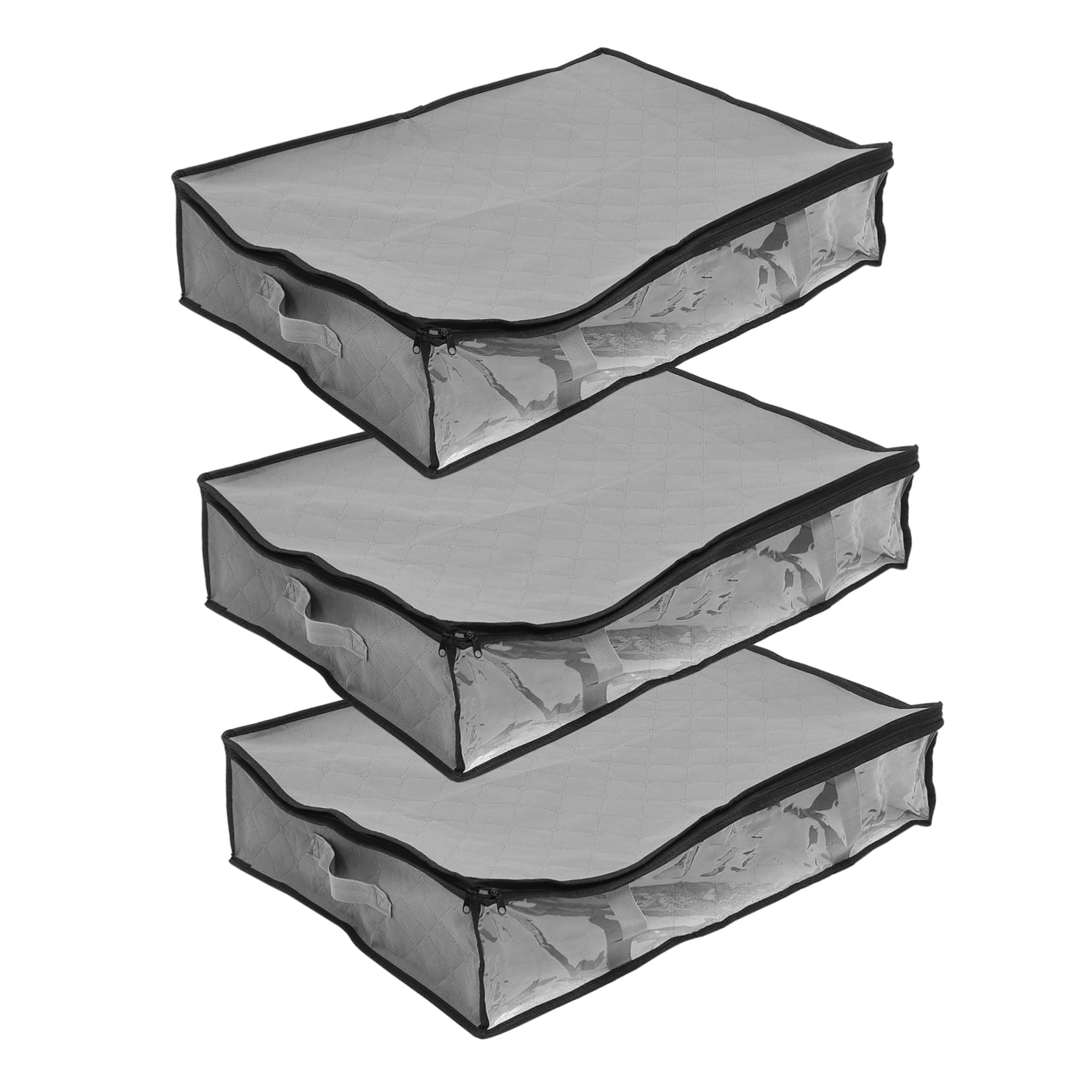 Sosoport 3 pezzi Organizer per Vestiti Pieghevole in Non Resistente Borsa Portaoggetti Sottoletto per Armadio Contenitore per Lenzuola Coperte e Piumoni Grigio