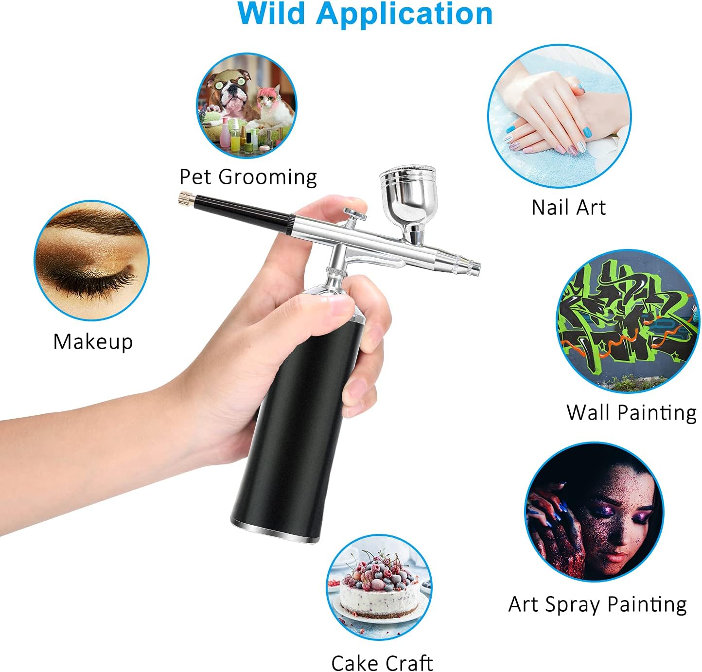 LATITOP Upgraded Airbrush Kit, Portable Auto Mini Cordless Air Brush with Mini Compressor Low Battery Reminder Funcation for Cake Decorating, Art, Makeup, Nail, Model Painting, Tattoo