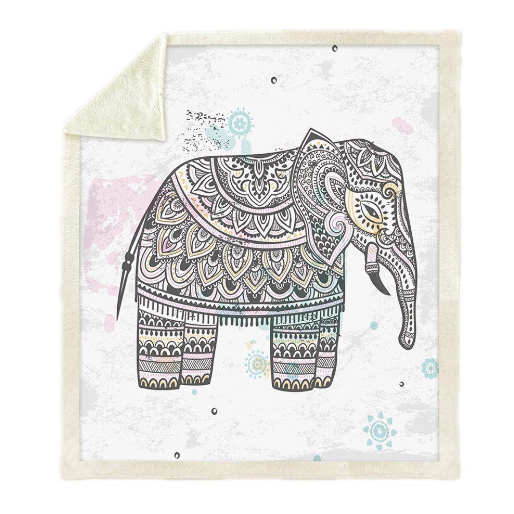 Couverture éléphant sherpa épaisse de 150x200 cm pour lit et canapé