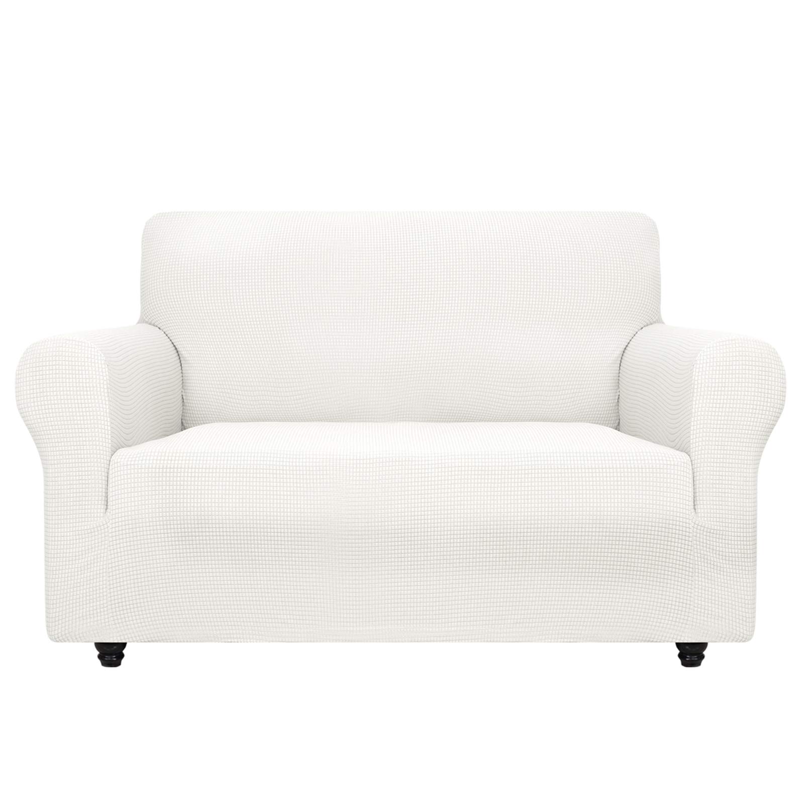 znsayotx super stretch couch cover love seat sofa covers for living room dogs pet friendly furniture protector spandex loveseat slipcovers with anti slip foam sticks (white, loveseat)