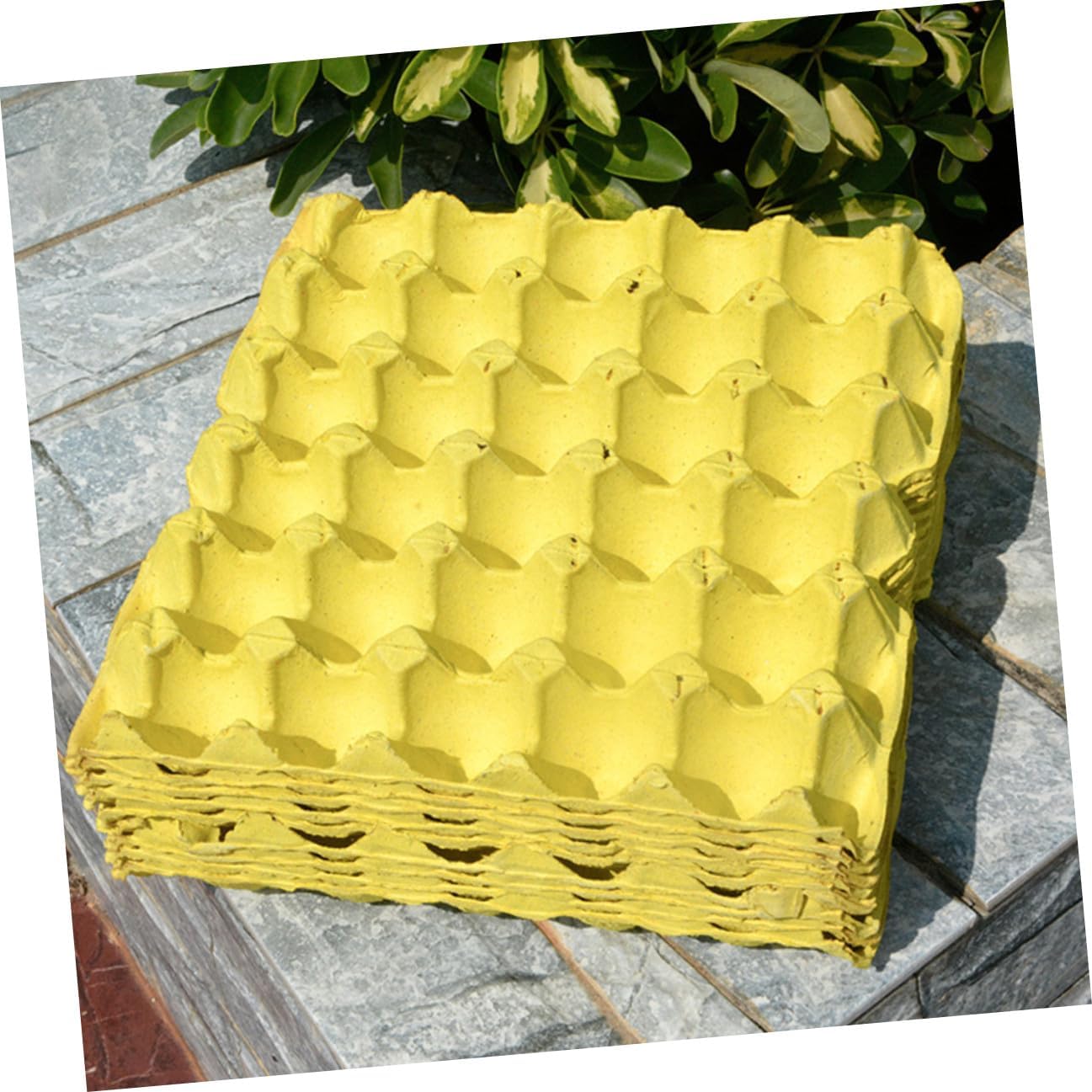 10pcs Household Egg Trays DIY 30-egg Capacity Yellow Paper Pulp Egg Storage Rack Holder for Refrigerator Kitchen Use