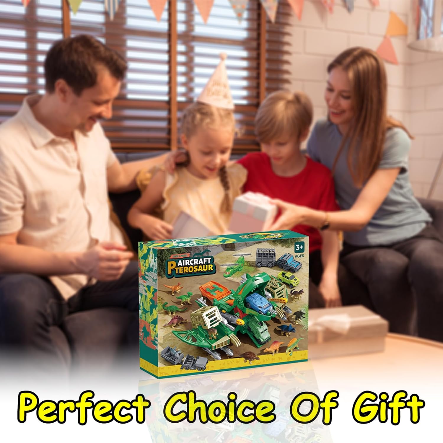 Jumbo Dinosaur Toys for Kids 3-5, 12 Mini Dinosaurs & 6 Truck Carrier Cars, Birthday Gifts Toys for 3 4 5+ Year Old Boy, Create a Dino World, Educational Figures, Dinosaur Play Set