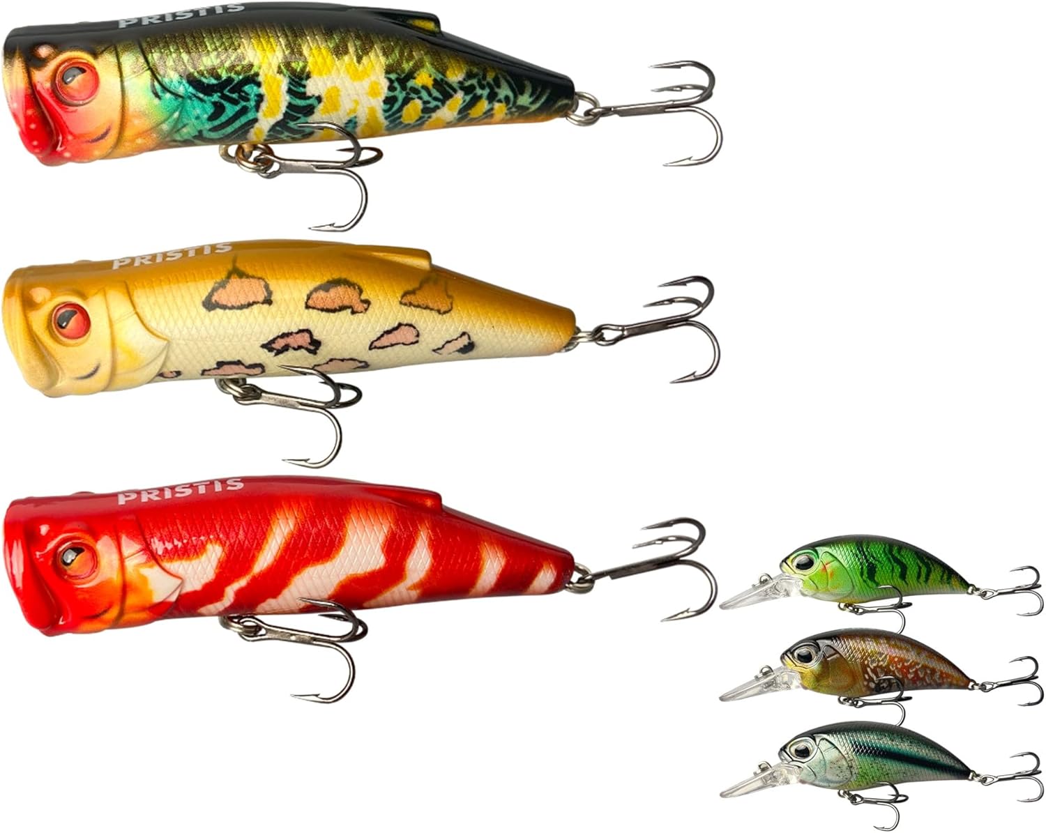 Highly Effective Fishing Lures Kit, 3 pcs Crankbait Lures & 3 pcs Topwater Popper Fishing Lures, A Neat Option for Angler