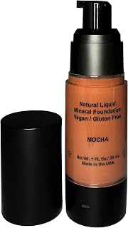 Mom's Secret 100% Natural Liquid Foundation, Organic, Vegan, Aloe Based, Natural Sun Protection, Gluten Free, Cruelty Free, Made in the USA, 1FL Oz. (Mocha)