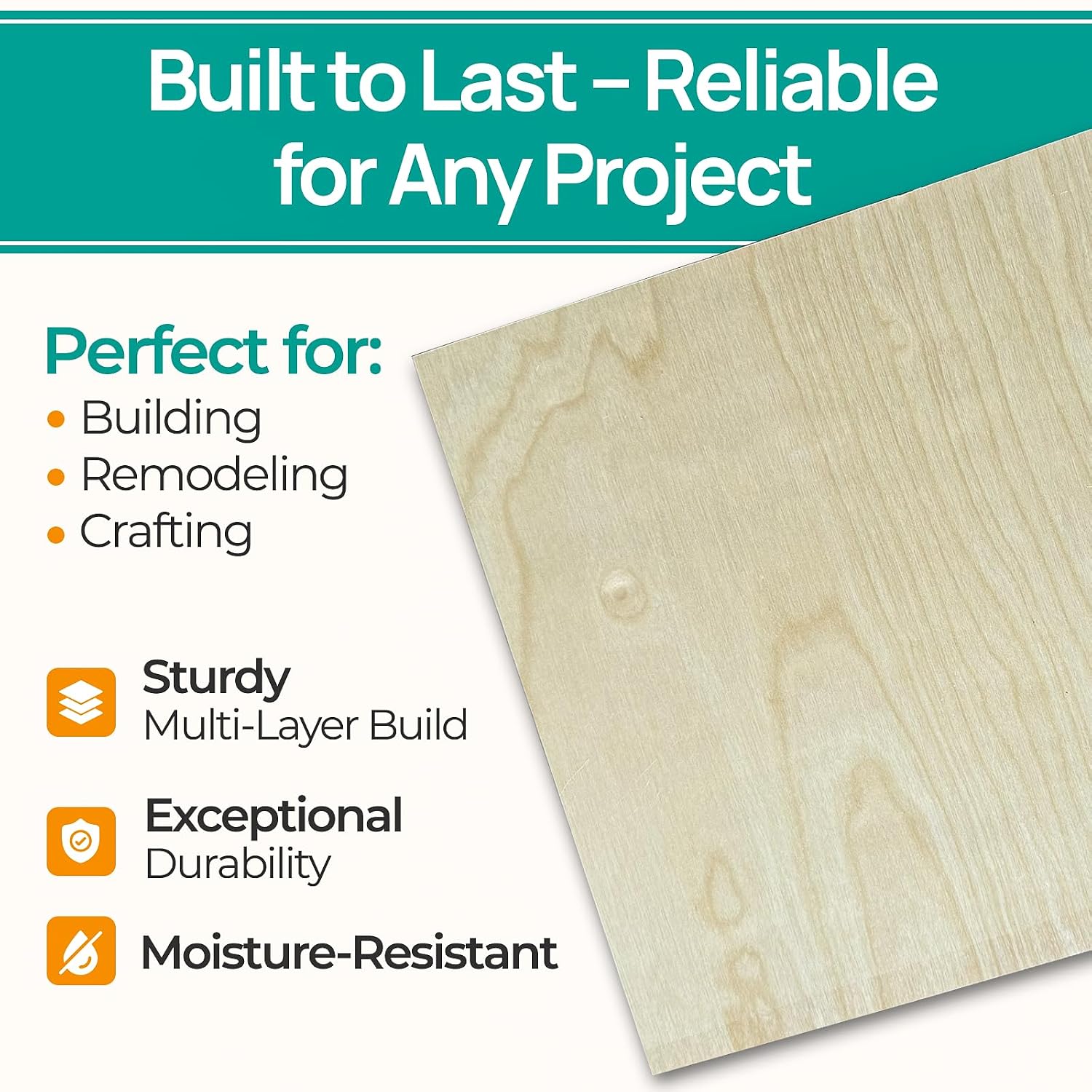 Baltic Birch Plywood 12×12×1/5" (5 mm) Set of 5 B/BB Grade Sheets — One Finished Side, Smooth Surface for Laser Cutting, Engraving, Wood Burning & Painting