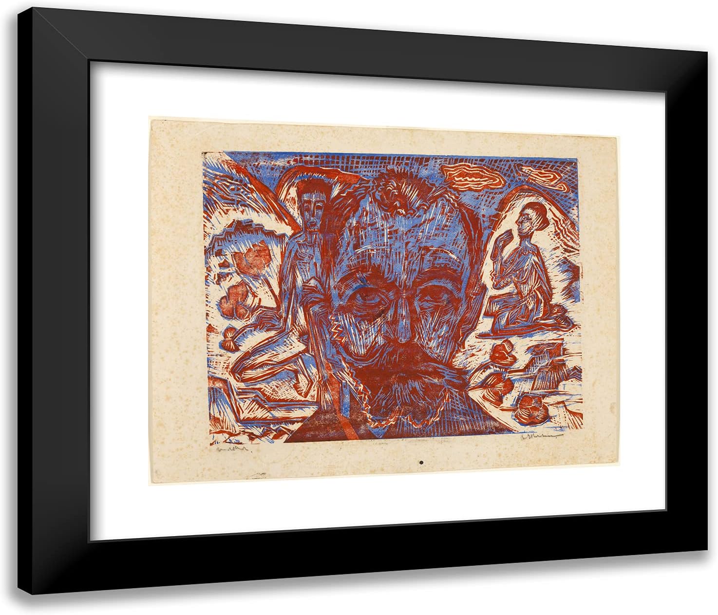 ArtDirect Ernst Ludwig Kirchner 23x20 Black Modern Framed and Double Matted Art Print Titled Portrait of Ferdinand Hodler