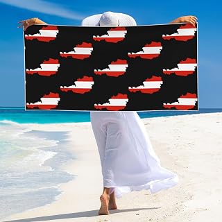 Austria Flag Map Microfiber Beach Towel Lightweight Bath Towel for Beach Bath Pool Gym Yoga