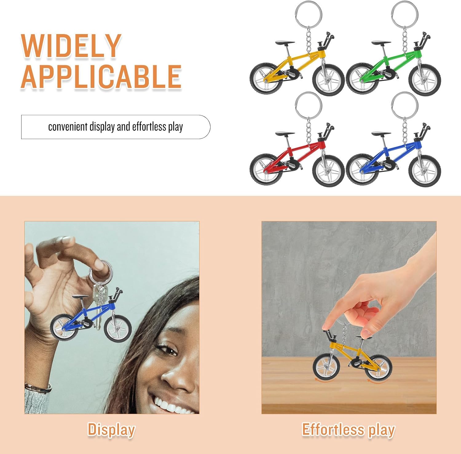 4pcs Miniature Mountain Bike Models Keychain Set Alloy Finger Bikes with Convenient Display and Realistic Design for Hanging Decor and Gifts