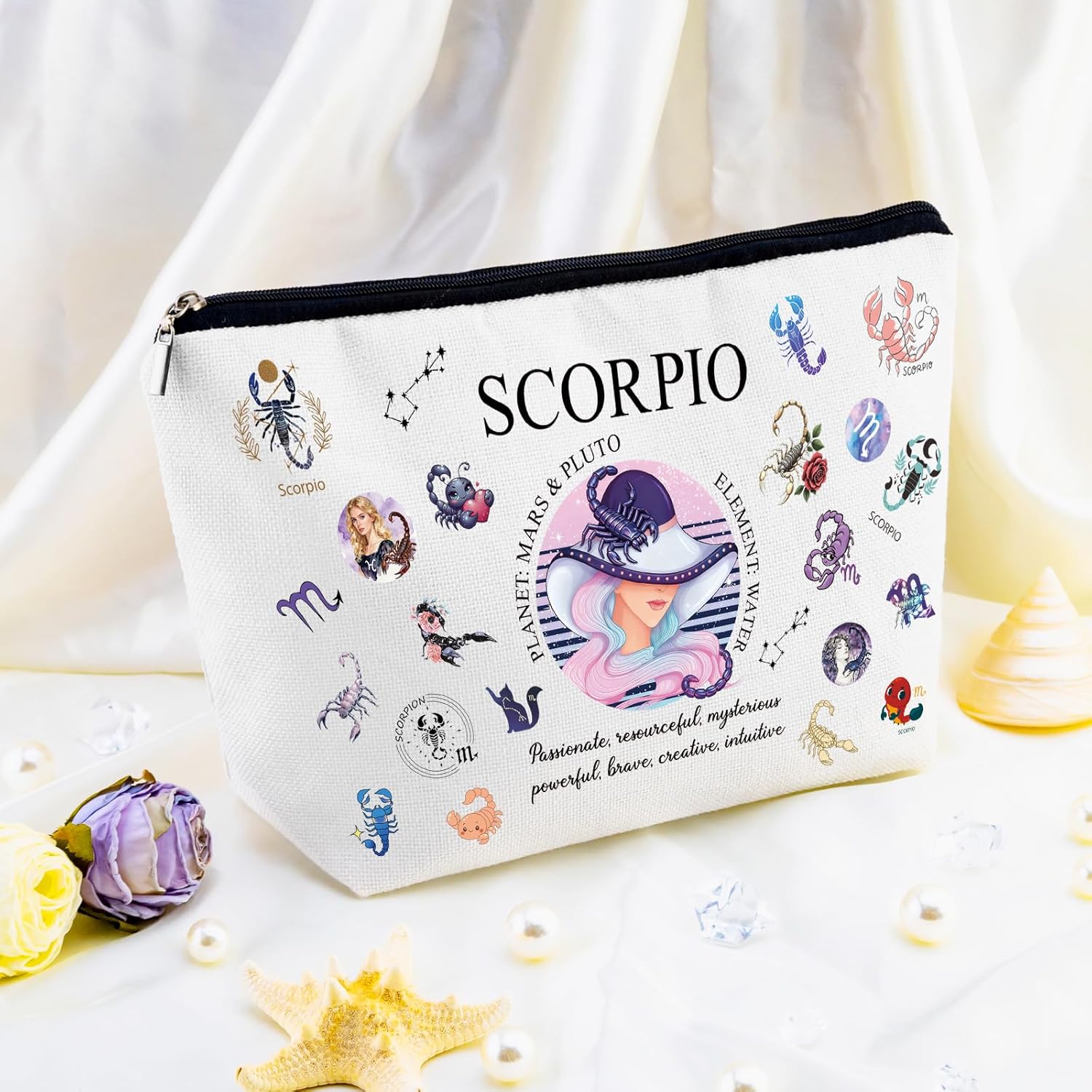 Scorpio Gifts for Women Scorpio Birthday Gifts for Women Zodiac Gift for Her Astrology Gift for Woman November Birthday Present Zodiac Makeup Bag Travel Cosmetic Bag for Astrology Lovers - Image 5