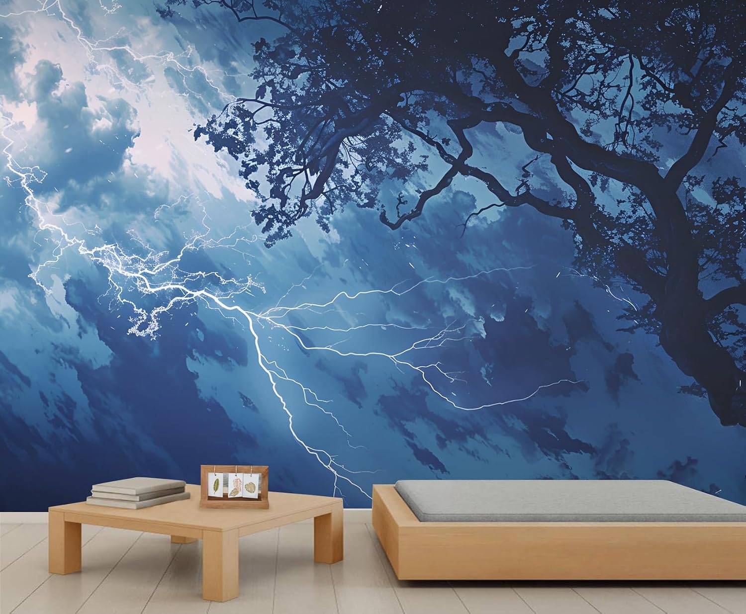 Thunder and Lightning Wallpaper Mural Natural Force Wallpaper Large Thunder Theme Wall Mural for Bedroom TV Background Decor