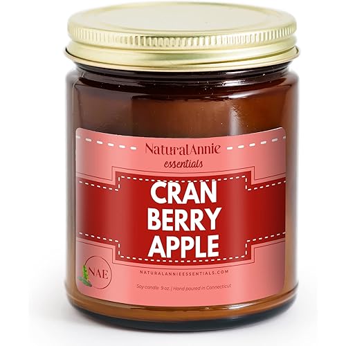 NATURALANNIE ESSENTIALS Cranberry Apple Natural Soy Candle - 4oz
