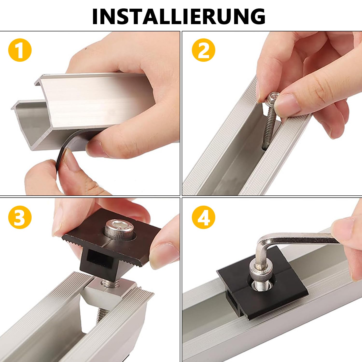 Kit di supporto per pannello solare, supporto per pannello solare, binario di fissaggio PV, supporto per tetto piatto fotovoltaico per moduli di spessore 30-35 mm, supporto PV per tetto piatto