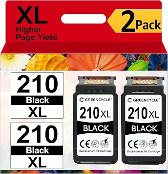 210xl Black Ink Cartridge High Yield Replacement for Canon PG210 PG-210 XL Black Ink Cartridges Work for Canon PIXMA IP2700 IP2702 MX410 MP240 MP250 MP280 MP495 MX350 MX410 MX420 MX340 Printer-2Black