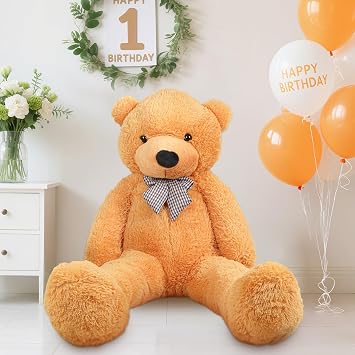 47/55 inch Giant Teddy,Adorable and Cuddly Big Bear Stuffed Animal,Life Size Teddy Bear,Lifesize Stuffed Animal Doll,Classic Plush Decoration for Baby Shower,Birthday,Valentine Gift (Light Brewn)