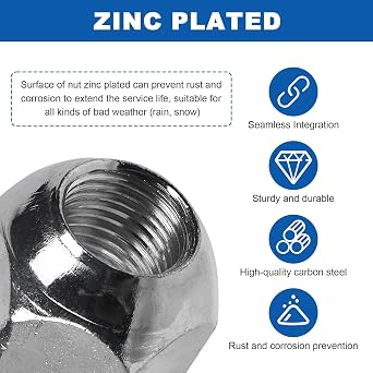 1/2''-20 Trailer Lug Nuts(10pcs) 50-53911 Open End Round Head Nuts 509 Tire Nuts for 1/2 Inch Wheel Bolts Rv Camper Truck Tire Bolts, Zinc Plated for Corrosion Resistance