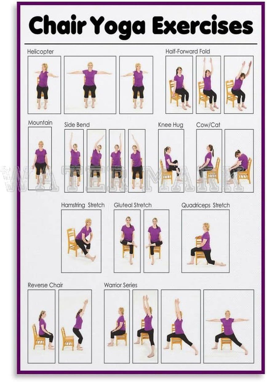Amazon.com: Generic Chair Yoga Poster Chair Yoga Exercises Poster for ...