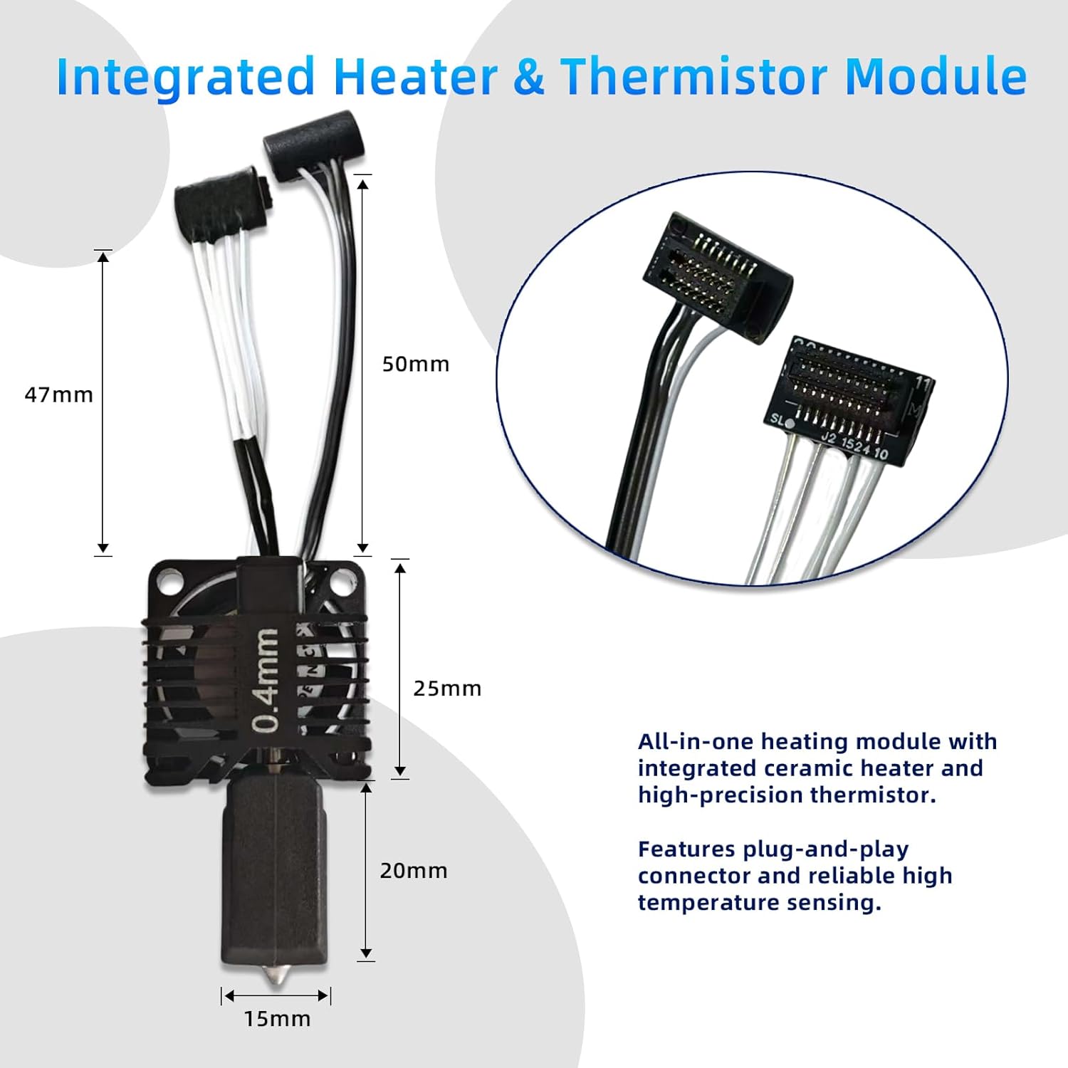 Original Bambuu Lab P1P P1S Hotend Complete Kit, 0.4MM Hardened Steel Nozzle Full Assembly with Fan, Ceramic Heater, Nozzle, Thermistor, Extruder Heating Block Replacement for Bambu Lab P1 3D Printer