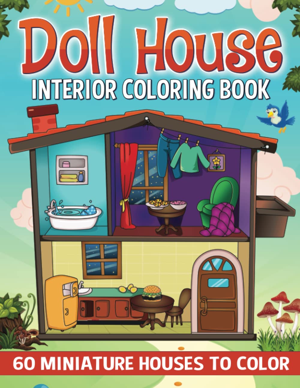 Doll House Interior Coloring Book for Adults: 60 Miniature Houses to Color