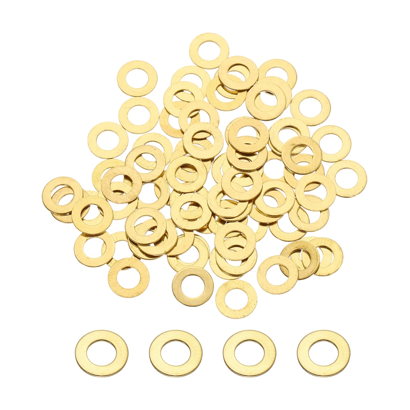 PATIKIL M4 Flat Washers, 220PCS 8mm OD 0.8mm Thick Brass Ring Thin Flat Spacers Metal Sealing Gasket Ring for Screw Bolt Faucets Hose