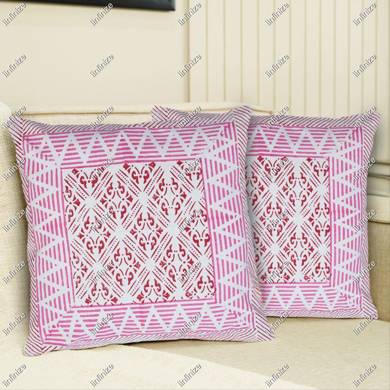 Housse de coussin de dossier ferme en coton traditionnel lot de 2