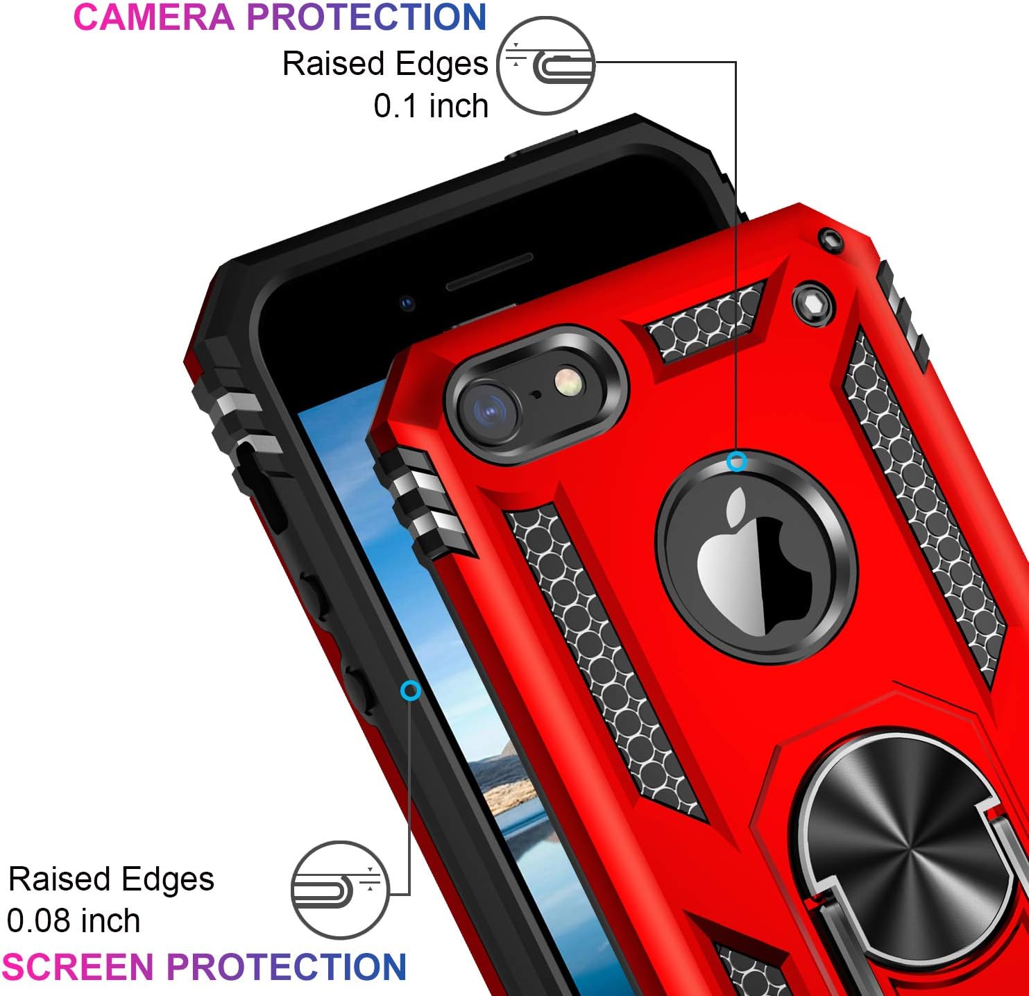 LUMARKE iPhone SE Case(2016),iPhone 5s Case,iPhone 5 Case with Tempered Glass Sreen Protector,Pass 16ft Drop Test Military Grade Cover Protective Phone Case for iPhone 5/5s/SE 2016 Red