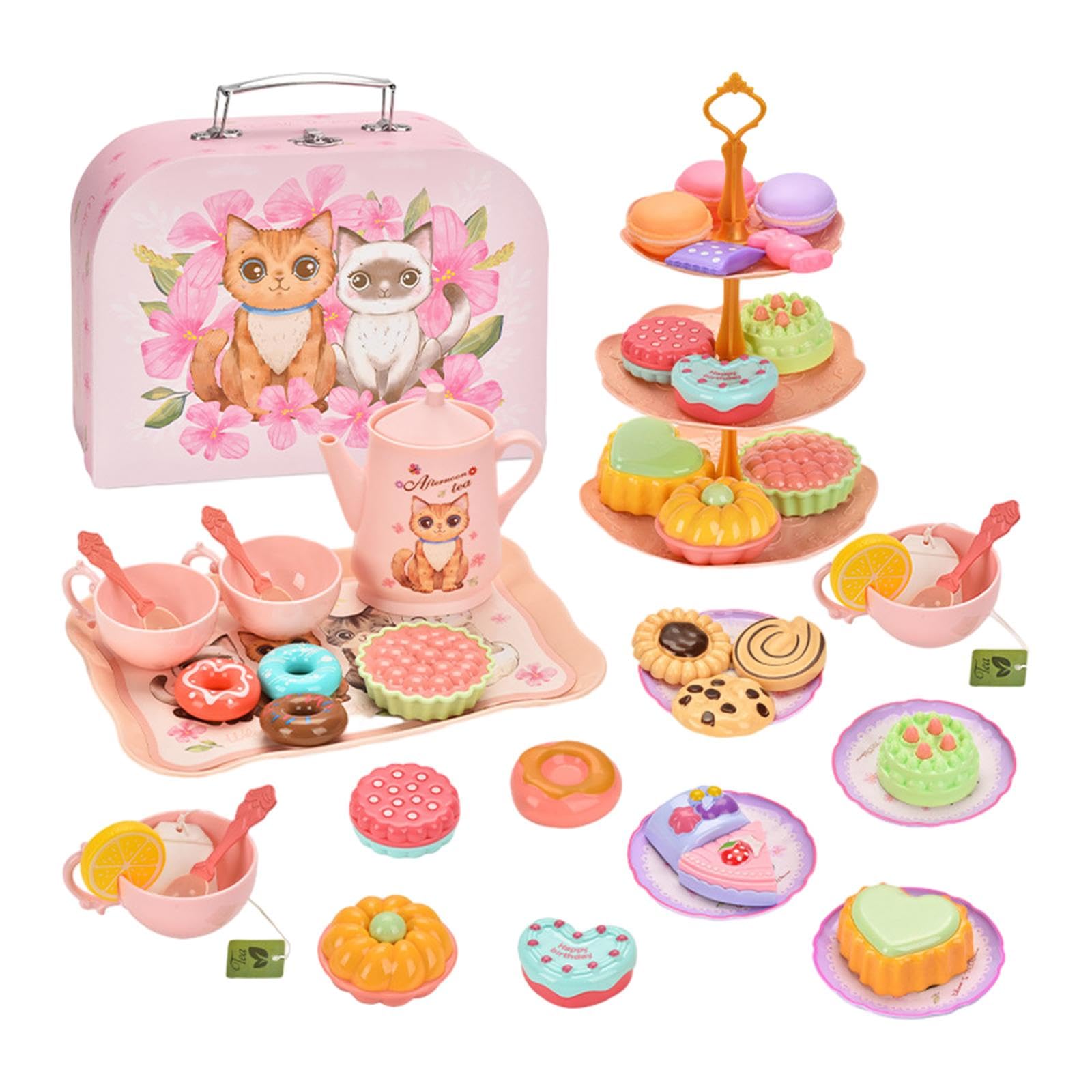 Juego de rol, Juego de Té de, Juego de Postres de Juguete, Juguete de Princesa para Niñas Y Niños, Estilo E