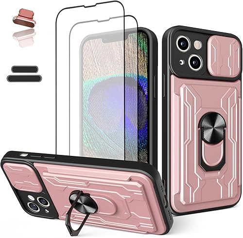LMDAMZ Funda tipo cartera para iPhone 13, ranura para tarjeta de crédito, diseño portátil, resistente de doble capa acolchada de goma protectora