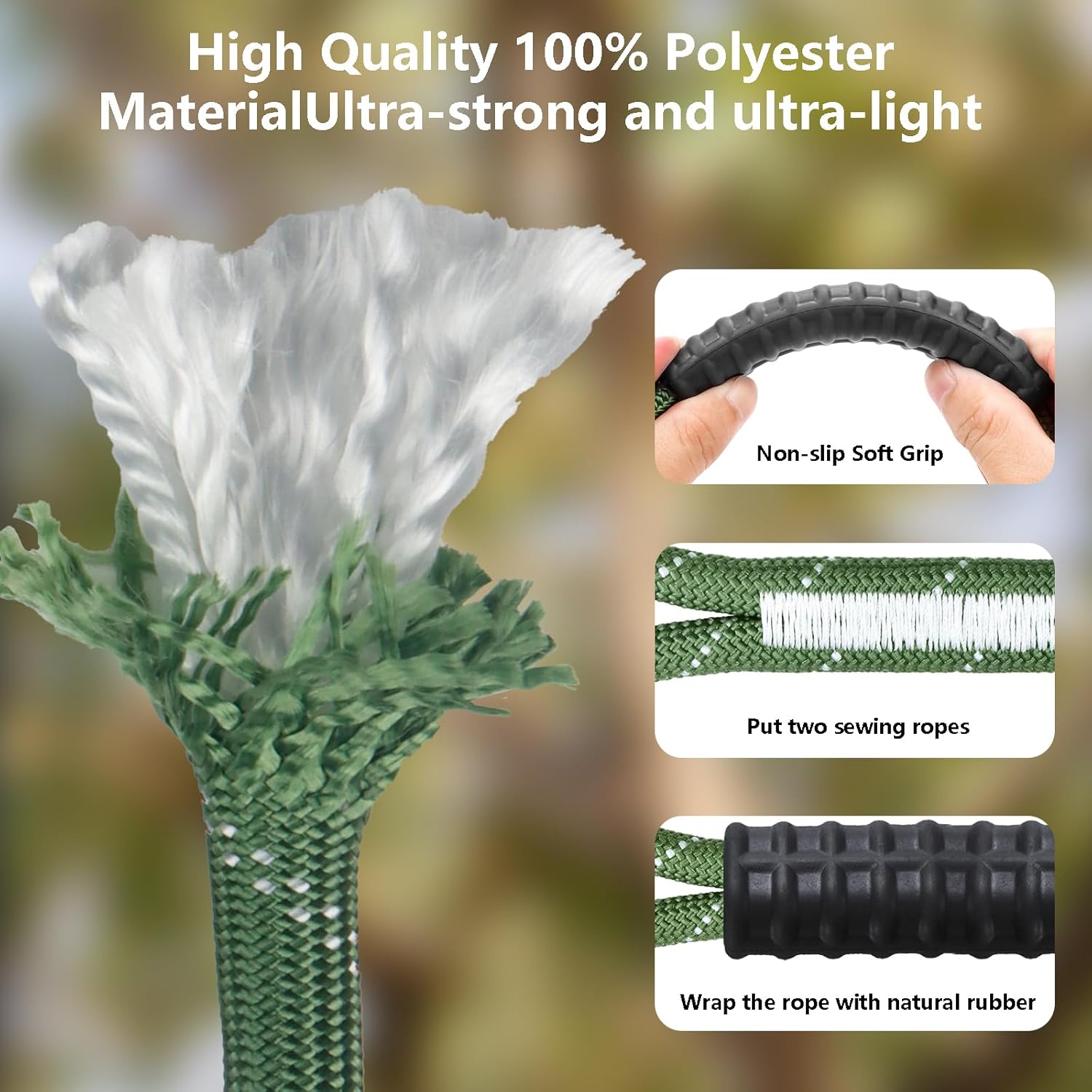 Tree Swing Ropes Heavy Duty, Adjustable Extendable Hammock Hanging Straps for Outdoor Swings Hammock Playground Set Accessories, 3.3Ft(40") of 2Pack, Green 1