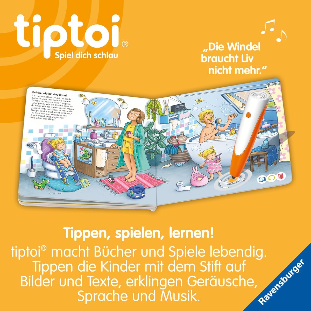 Ravensburger tiptoi ® Zestaw książek | Mój duży atlas świata + 00110 tiptoi Der Pen + mapa świata dla dzieci - kraje, zwierzęta, kontynenty