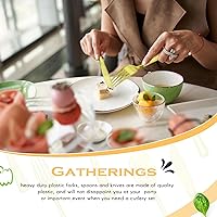 Vista 20 de Minatee Juego de 150 piezas de cubiertos desechables de plástico, juego de cubiertos de acero inoxidable resistente, 50 tenedores, 50 cuchillos, 50