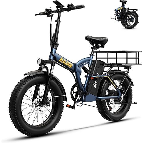 1000W Folding Electric Bike,48V 20AH Removable Battery E Bike,30+MPH,80 Miles Max Range Electric Bike for Adults,20" Fat Tire Foldable ebike,Adult Electric Bicycle for Commute Beach Snow