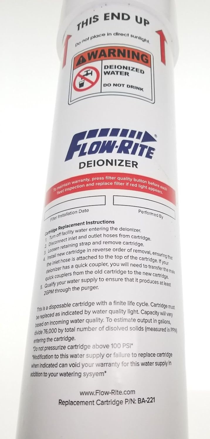 FLOW-RITE BA-221 Replacement Cartridge Deionized Water Supply 2007 to Current